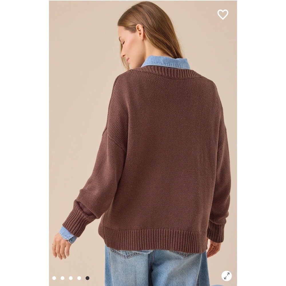 Altar'd State‎ Brown Horse Knit Crewneck Oversized Pullover Sweater Size Small - Picture 3 of 8
